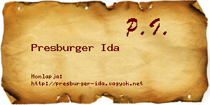 Presburger Ida névjegykártya